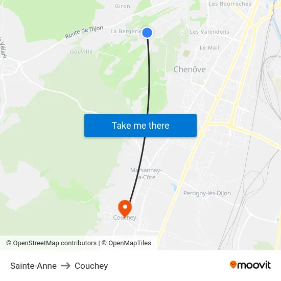 Sainte-Anne to Couchey map