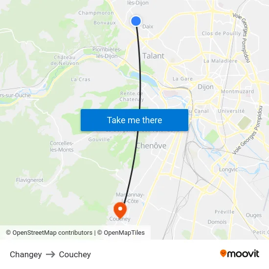 Changey to Couchey map