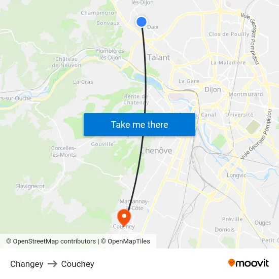 Changey to Couchey map