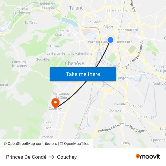 Princes De Condé to Couchey map