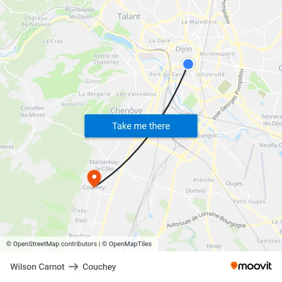 Wilson Carnot to Couchey map