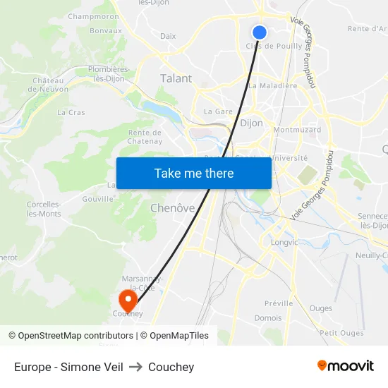 Europe - Simone Veil to Couchey map