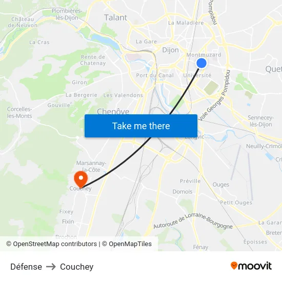 Défense to Couchey map