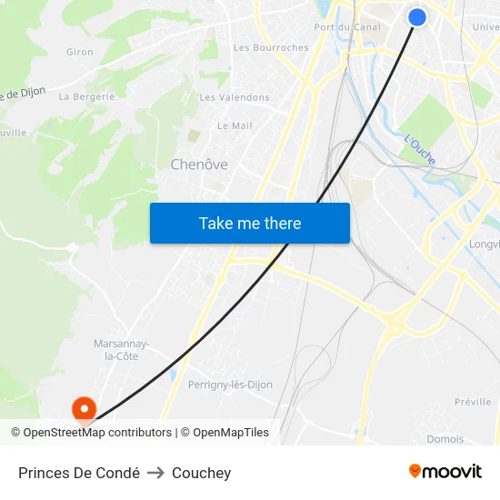 Princes De Condé to Couchey map