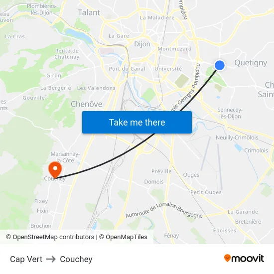 Cap Vert to Couchey map
