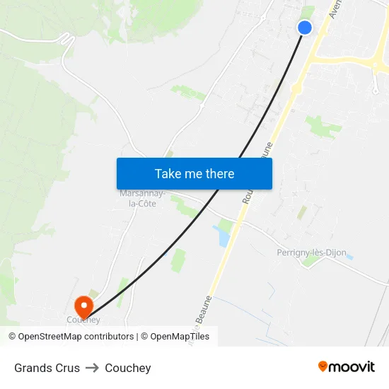 Grands Crus to Couchey map