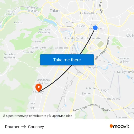 Doumer to Couchey map