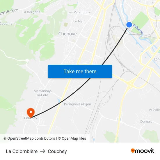La Colombière to Couchey map