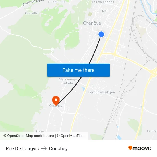 Rue De Longvic to Couchey map