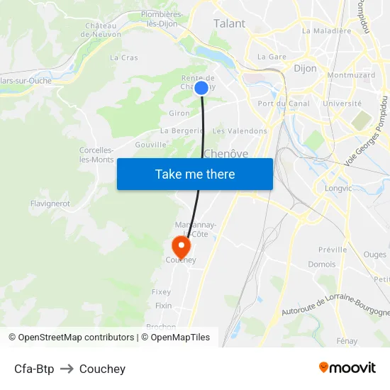Cfa-Btp to Couchey map