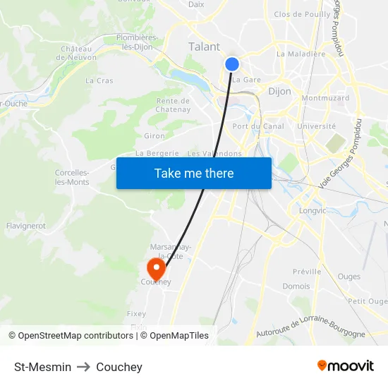 St-Mesmin to Couchey map