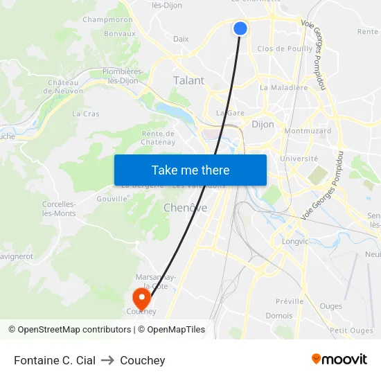 Fontaine C. Cial to Couchey map