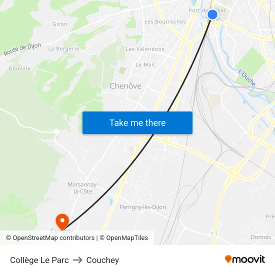 Collège Le Parc to Couchey map