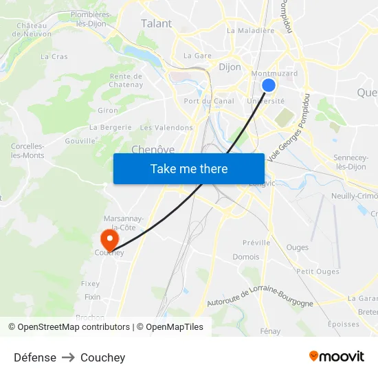 Défense to Couchey map