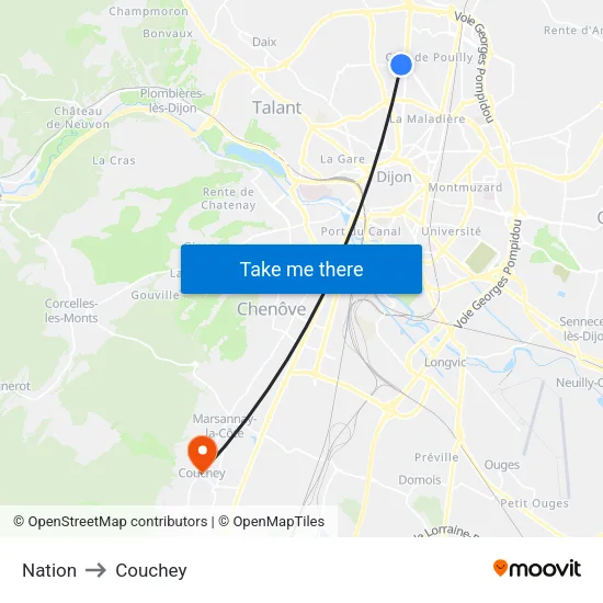 Nation to Couchey map