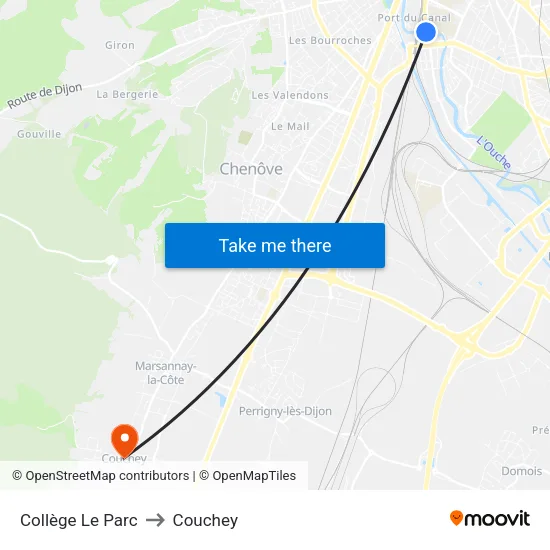 Collège Le Parc to Couchey map