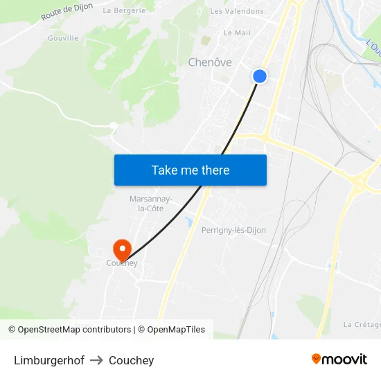 Limburgerhof to Couchey map