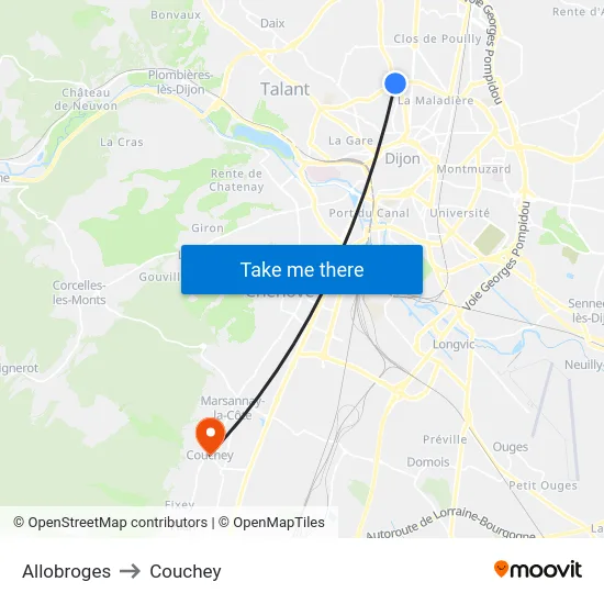 Allobroges to Couchey map