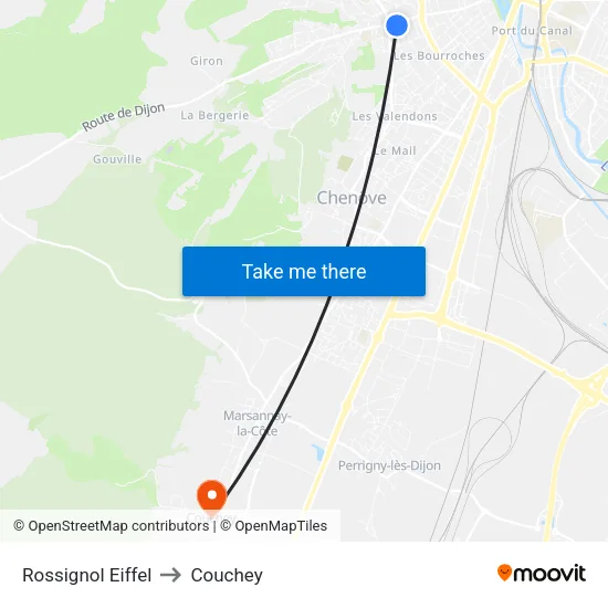 Rossignol Eiffel to Couchey map