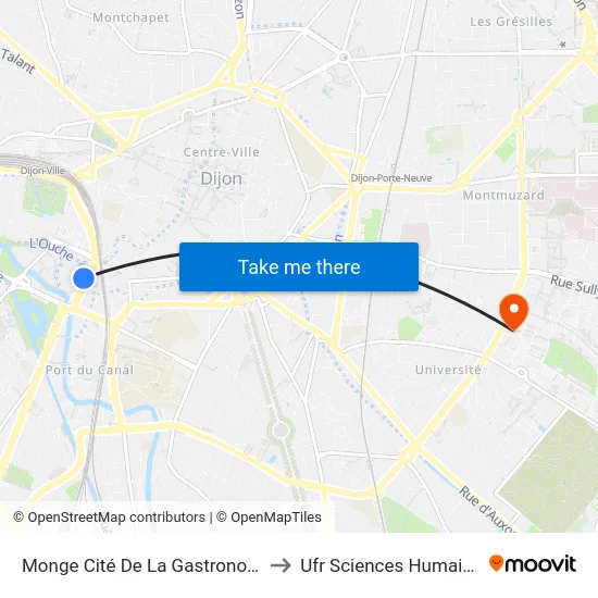 Monge Cité De La Gastronomie to Ufr Sciences Humaines map