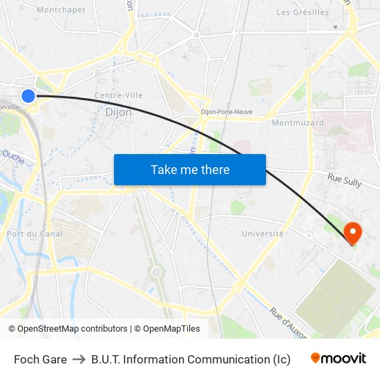 Foch Gare to B.U.T. Information Communication (Ic) map