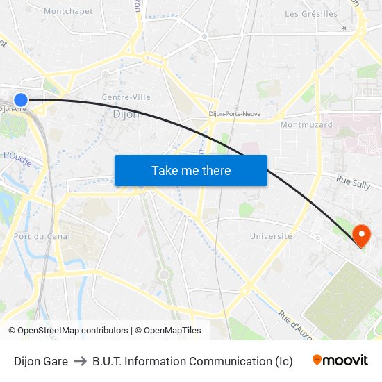 Dijon Gare to B.U.T. Information Communication (Ic) map