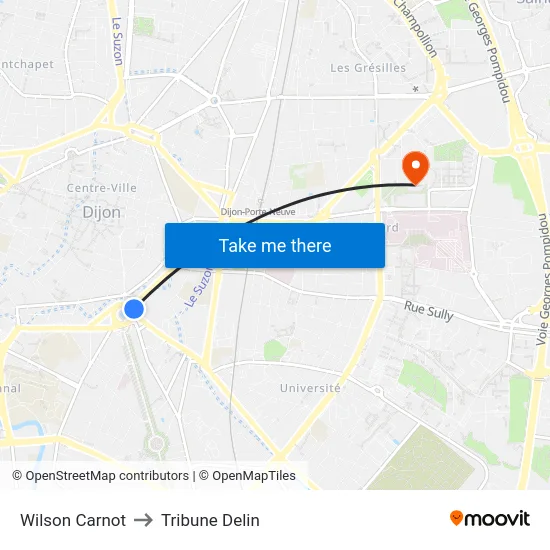 Wilson Carnot to Tribune Delin map