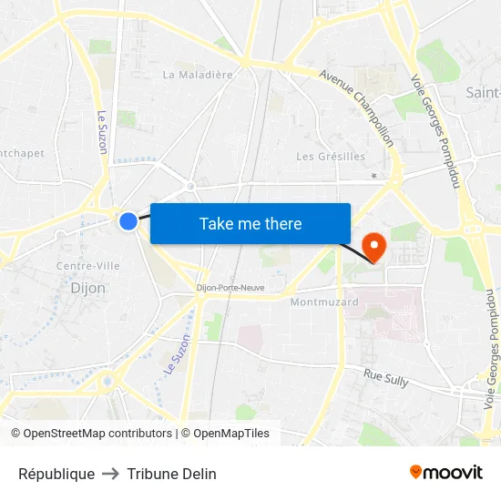 République to Tribune Delin map