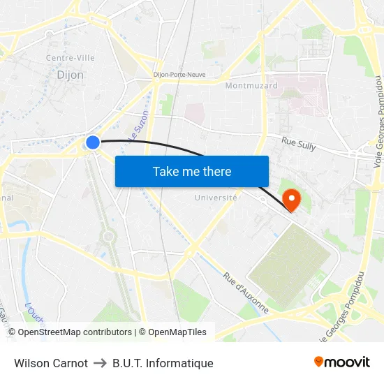 Wilson Carnot to B.U.T. Informatique map