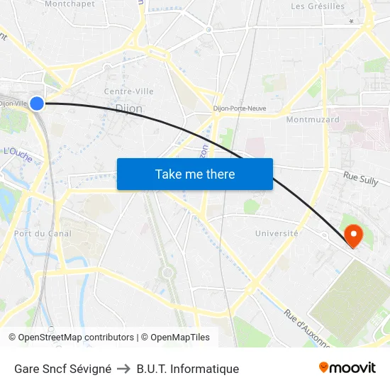 Gare Sncf Sévigné to B.U.T. Informatique map