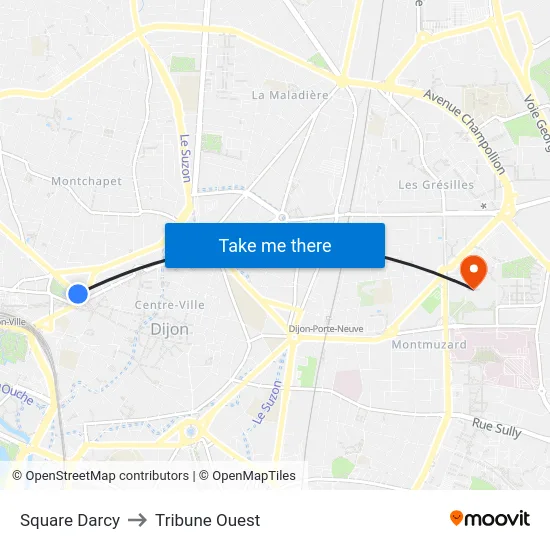 Square Darcy to Tribune Ouest map
