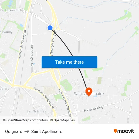 Quignard to Saint Apollinaire map