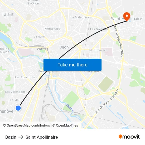 Bazin to Saint Apollinaire map
