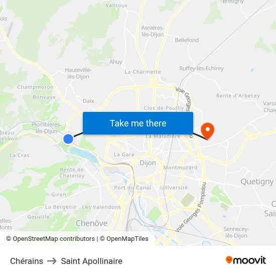 Chérains to Saint Apollinaire map