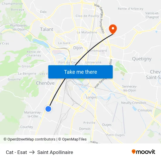 Cat - Esat to Saint Apollinaire map
