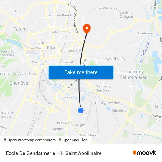 Ecole De Gendarmerie to Saint Apollinaire map