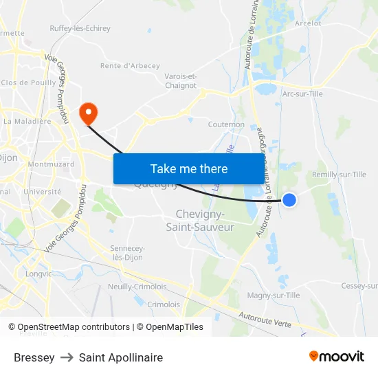 Bressey to Saint Apollinaire map