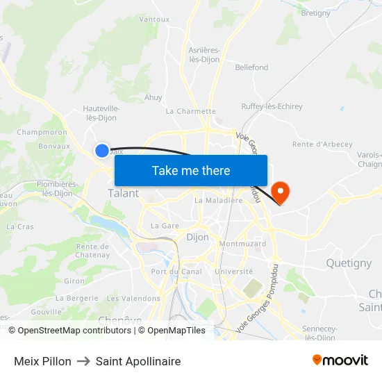 Meix Pillon to Saint Apollinaire map