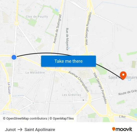 Junot to Saint Apollinaire map