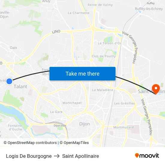Logis De Bourgogne to Saint Apollinaire map