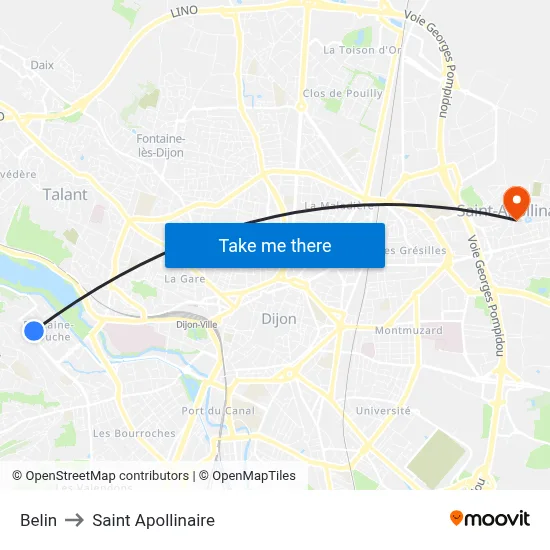 Belin to Saint Apollinaire map