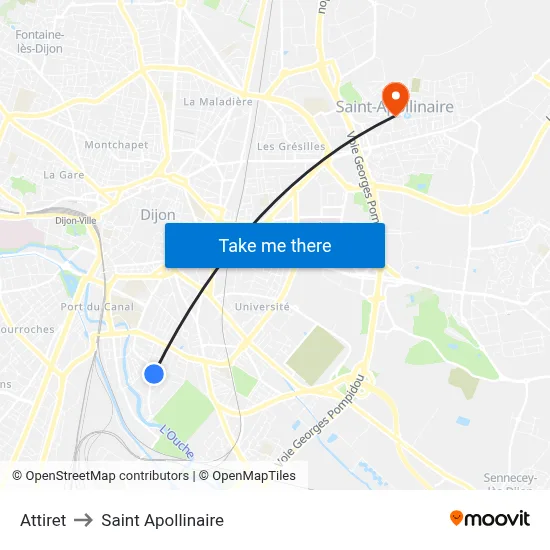 Attiret to Saint Apollinaire map