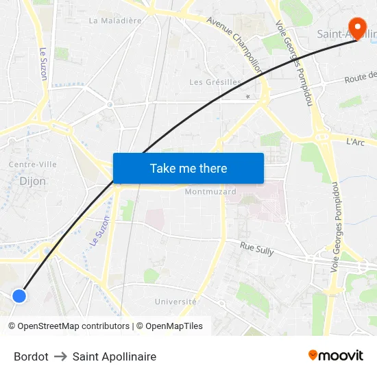 Bordot to Saint Apollinaire map