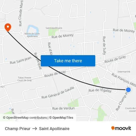 Champ Prieur to Saint Apollinaire map
