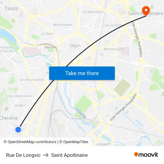 Rue De Longvic to Saint Apollinaire map