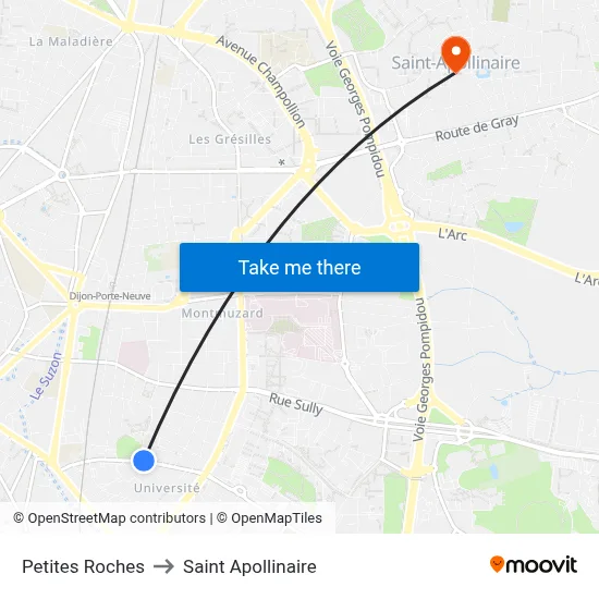 Petites Roches to Saint Apollinaire map