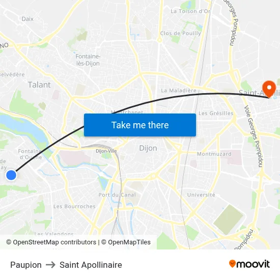 Paupion to Saint Apollinaire map