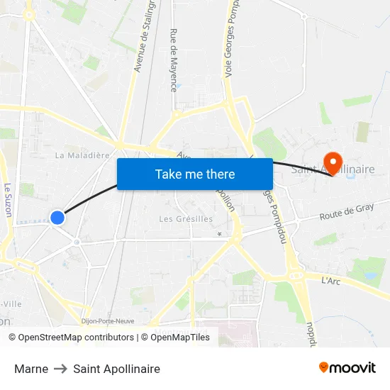 Marne to Saint Apollinaire map