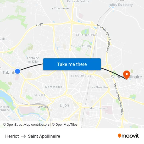 Herriot to Saint Apollinaire map