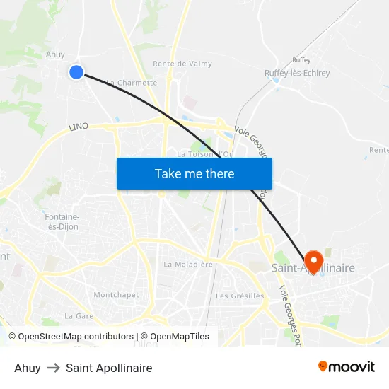 Ahuy to Saint Apollinaire map